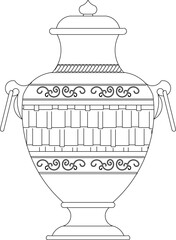 Wall Mural - Detailed vector sketch of old vintage classic urn illustration