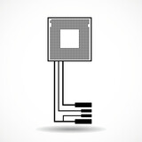 Fototapeta Desenie - Technology key with circuit board and cpu on white background. Vector illustration