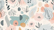 Soft and organic shapes in pastel shades, arranged in a whimsical pattern for a vintage-themed leaflet design.