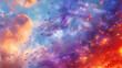 Delicate wisps of lavender and sky blue dance across the canvas, punctuated by bursts of fiery orange and crimson red.