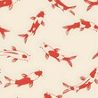 red color Asian koi fish seamless pattern illustration design