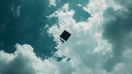 Throw a black hat of graduates in the sky.