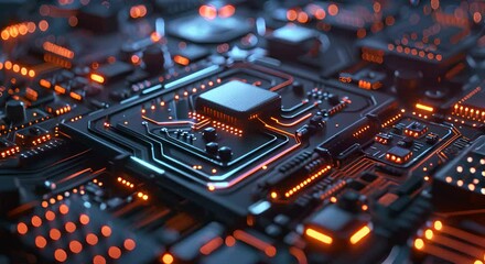 Futuristic server/Abstract background circuit board futuristic server. Can be used as digital dynamic wallpaper, technology background. 3d rendering.