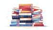 Paper books stack with bookmarks. Abstract academic