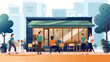 People outdoor at small urban street vector flat il