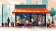 People outdoor at small urban street vector flat il