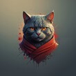 cat with illustration face evil ninja