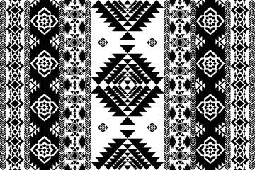 Native geometric pattern vector vintage style 2 tones black and white graphic design for clothing, home decoration, carpet, fabric, textile