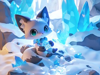 Poster - Cute ice fox character