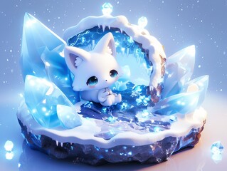 Poster - Cute ice fox character