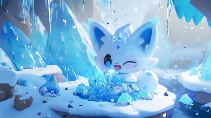 Poster - Cute ice fox character