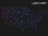 Fototapeta Desenie - Abstract Usa map of line and point. Geometric structure, polygonal network