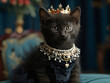 black kitten king with crown,AI generated