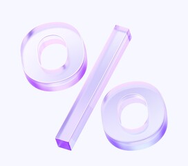 Fototapete - percent icon with colorful gradient. 3d rendering illustration for graphic design, ui ux design, presentation or background. shape with glass effect	