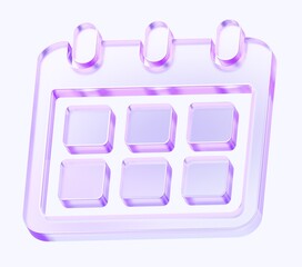 Fototapete - calendar icon with colorful gradient. 3d rendering illustration for graphic design, ui ux design, presentation or background. shape with glass effect	