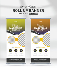 colorful abstract modern corporate business rollup banner design template