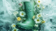 Rubber Boots Filled With Flowers