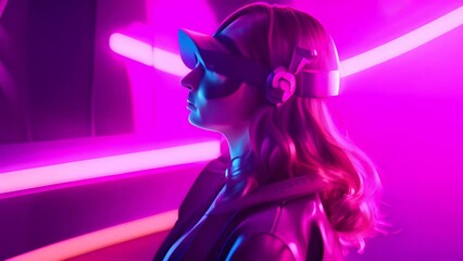 Poster - Woman Experiencing Virtual Reality Simulation Generative AI