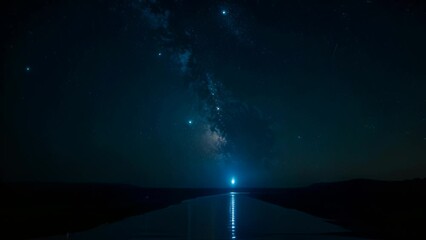 Wall Mural - Video animation of  serene night sky filled with countless stars, including the prominent Milky Way galaxy.