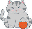 cartoon cat is sitting on the ground with a basketball