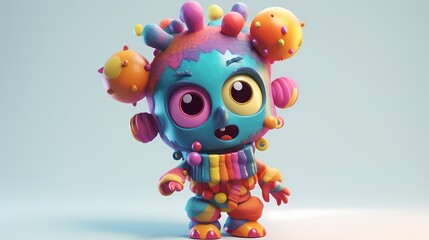 Wall Mural - **A cute and quirky 3D character with a unique personality and colorful attire