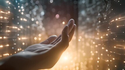 Poster - Hand Reaching Out to Touch Digital Screen Generative AI