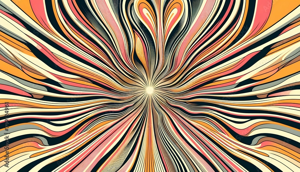 Vibrant Burst: Dynamic Wavy Lines in a Spectrum of Reds, Oranges, and ...