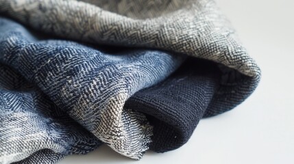 Poster - Close up of assorted blue and gray textiles