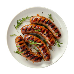 Wall Mural - Delicious Plate of Grilled Sausages Isolated on a Transparent Background