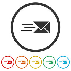 Wall Mural - Express mail icon. Set icons in color circle buttons