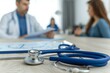 © Adobe Contributor - Stethoscope on desk with blurred background of doctor and patient