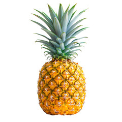 Wall Mural - A large, unpeeled pineapple sits on a white background