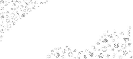 Wall Mural - Summer vector line art decoration elements, summer doodles vector illustration