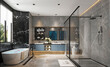 interior of a luxury bathroom, 3d rendering