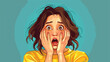 Surprised teenage girl on blue background Vector illustration