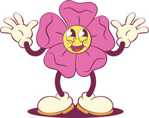 Poster - Retro groovy cartoon flower mascot character