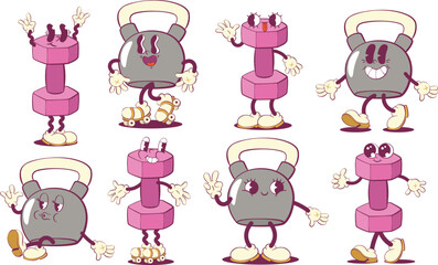 Poster - Retro groovy gym mascot characters