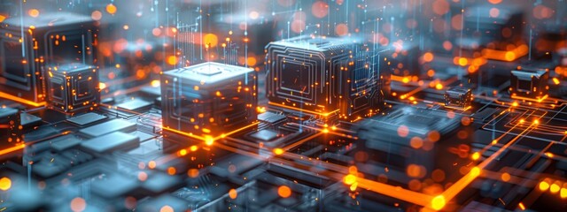 Poster - Mesh Wireframe IoT Devices in Smart City 3D Rendering