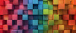 Abstract geometric rainbow colored 3d wooden texture background.
