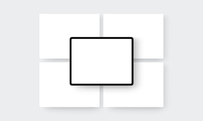 Tablet Computer Mockup With Blank Screens For Showing Mobile App Designs. Vector Illustration
