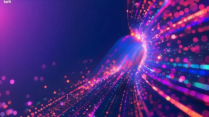 Aufkleber - Abstract futuristic background with glowing lines and glow, forming an arch in the center of the composition on a dark blue background Vector illustration in the style of 
