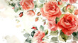 Red Roses Painting on White Background
