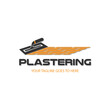 © haerul - Plastering template logo design. illustration of trowel plastering with stacked brick