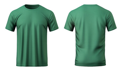 set of plain green t-shirt mockup templates with front and back views, generated ai