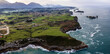 Aerial view of beautiful coastal city of Llanes, Spain in Asturias