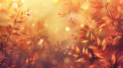 Aufkleber - Enchanting autumn leaves with a cozy golden bokeh backdrop