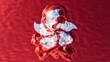Ruby Skull Interlaced with Hong Kong Bauhinia Flower on a Scarlet Background