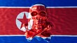 Crimson Skull Overlaying the White Circle and Star of North Korea Flag