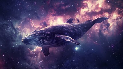 Wall Mural - Whale Swimming Through Space Generative AI