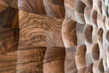 Wall Mural - Creative Integrations: Textured Walnut Wood Panels for Nature-Inspired Projects